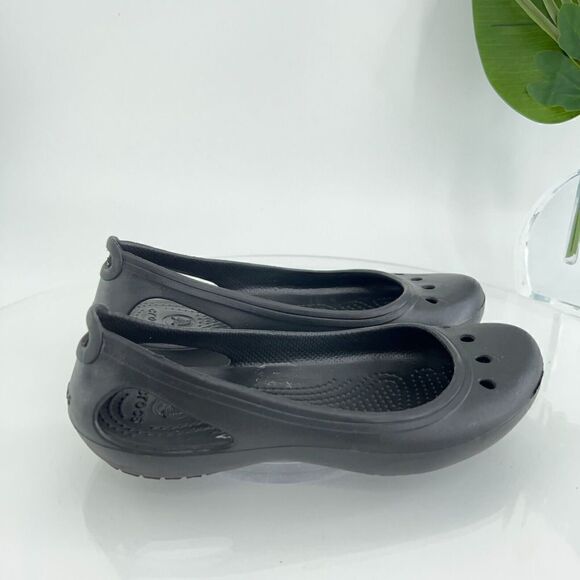 Crocs Kadee Women's Size 6 Black Rubber Ballet Flats Slip On Comfort Shoes - Picture 4 of 12